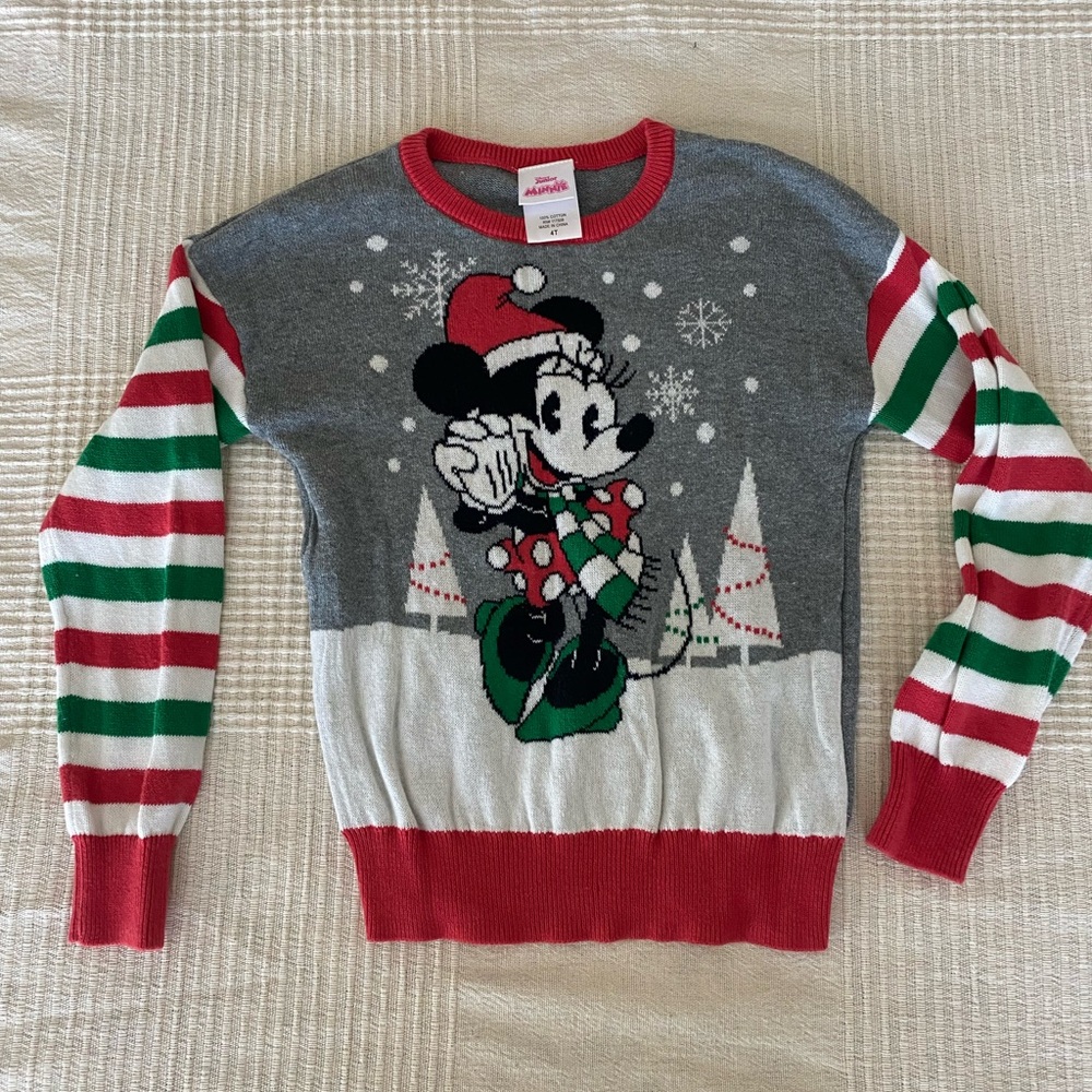 4T Disney Holiday Sweater with Minnie Mouse